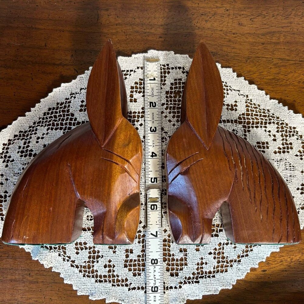 MCM hand carved teak donkey bookends - Picture 9 of 10